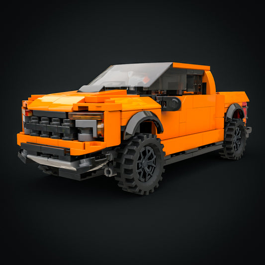 ford f 150 raptor pickup, orange